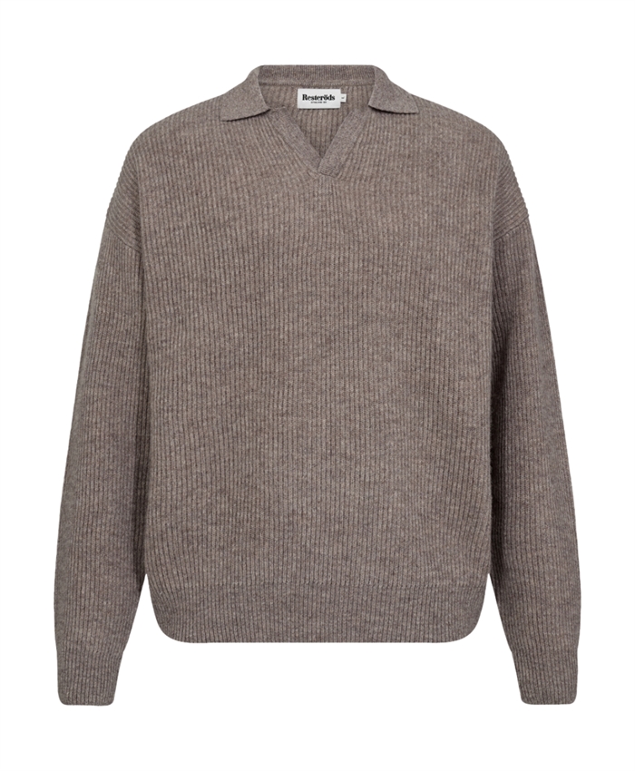 Resteröds Knit Polo Kane Wool - Sand