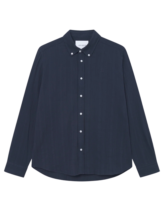 Les Deux Konrad Stripe Structure Shirt - Dark Navy