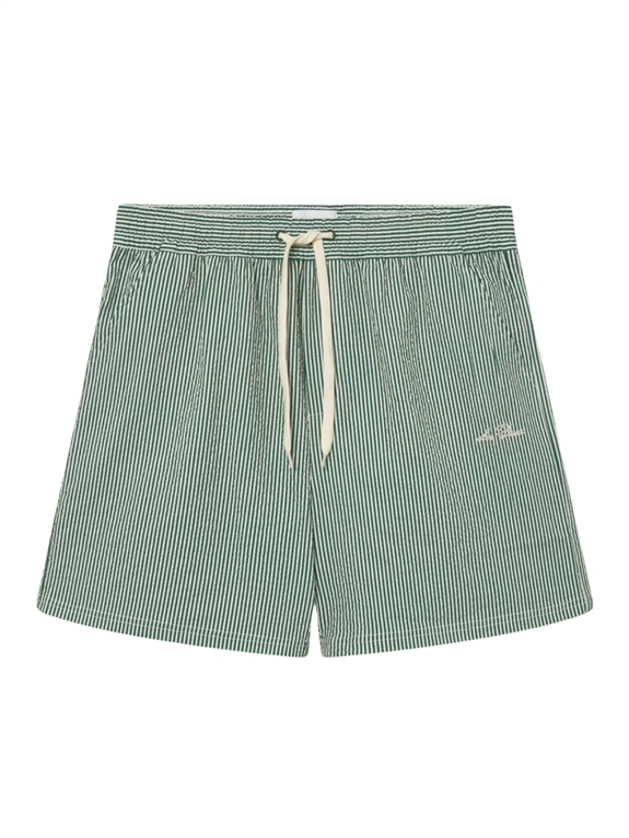 Les Deux Stan Stripe Seersucker Swim Shorts - Evergreen