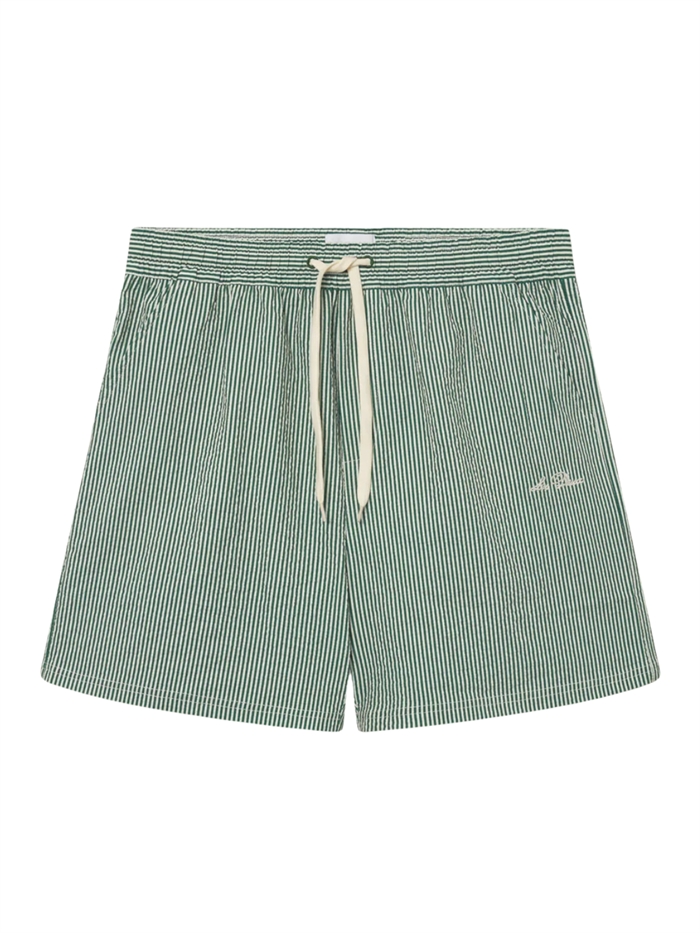 Les Deux Stan Stripe Seersucker Swim Shorts - Evergreen