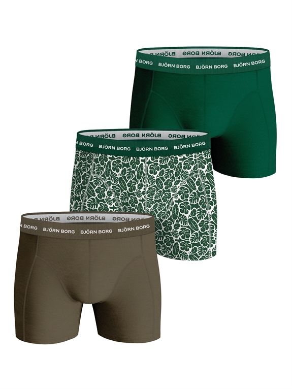 BJÖRN BORG Cotton Stretch Boxer 3-Pack - Green/Pattern