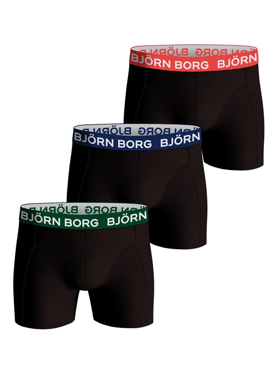 BJÖRN BORG Cotton Stretch Boxer 3-Pack - Green/Red/Blue