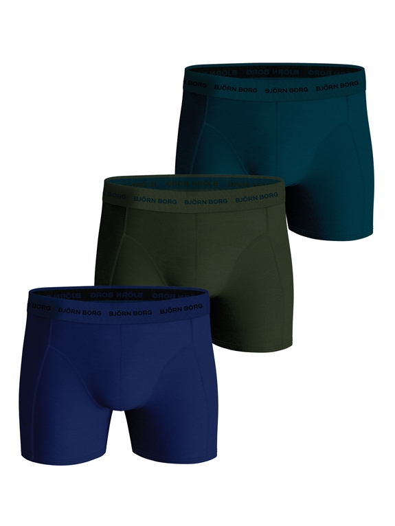 BJÖRN BORG Cotton Stretch Boxer 3-Pack - Blue/Green/Teal