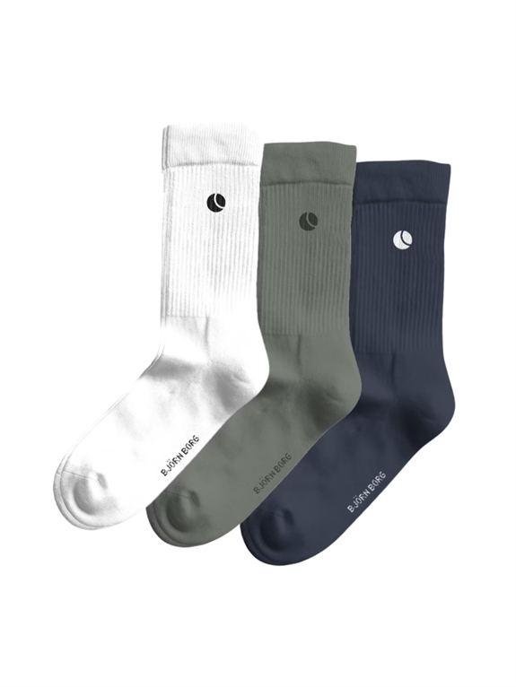 BJÖRN BORG Core Crew Socks 3-pack - White/Green/Blue