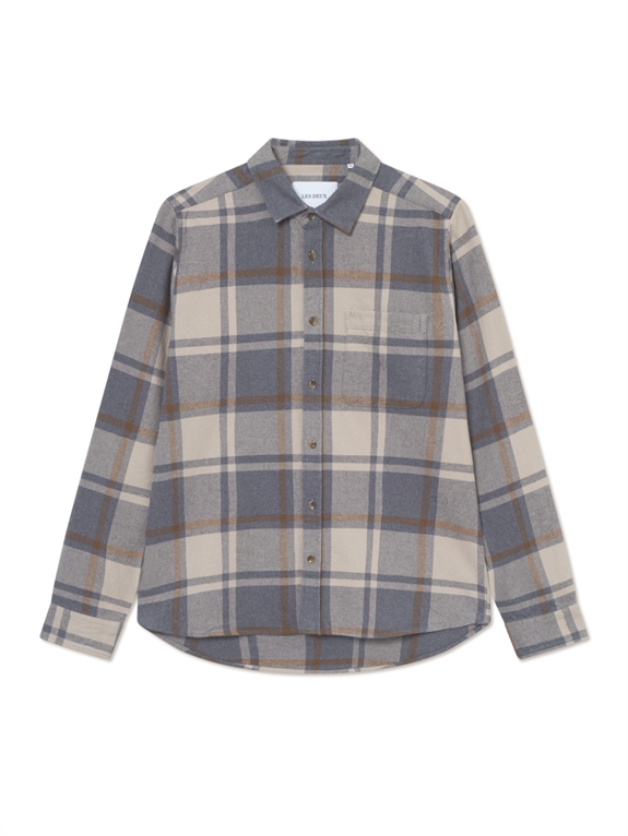 Les Deux Jeremy Check Flannel Shirt - Grey Melange 
