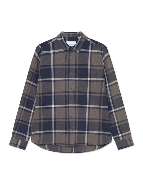 Les Deux Jeremy Check Flannel Shirt - Dark Navy