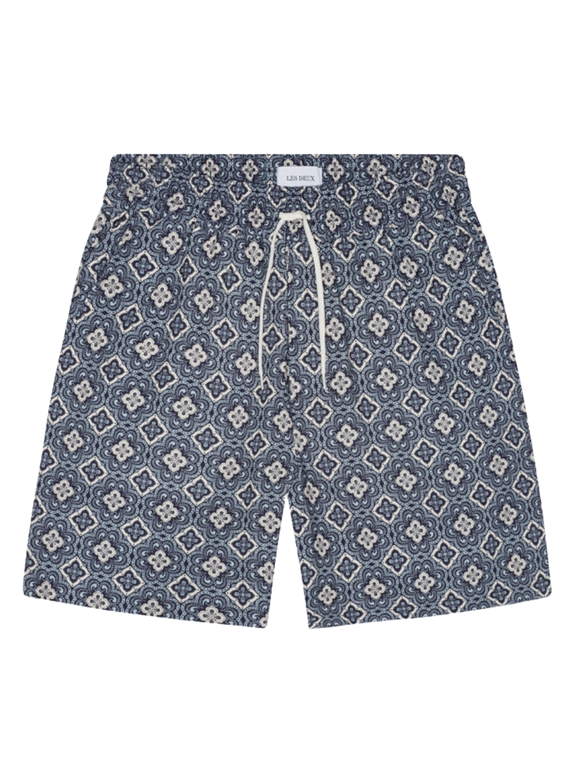 Les Deux Harry Arabesque AOP Shorts - Blue Fog