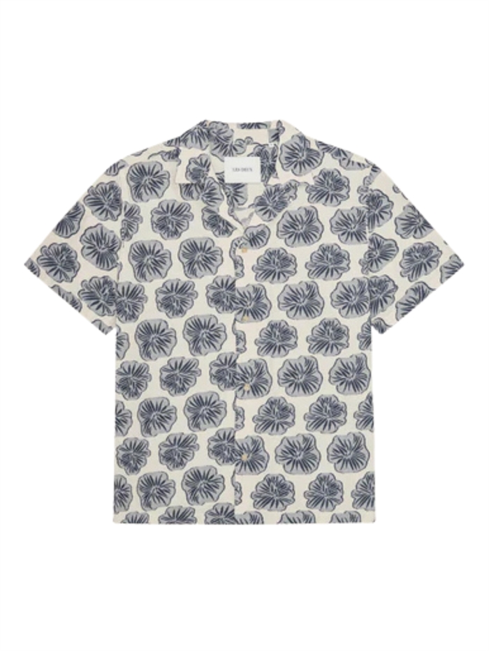 Les Deux Dahlia Jacquard SS Shirt - Dark Denim Blue