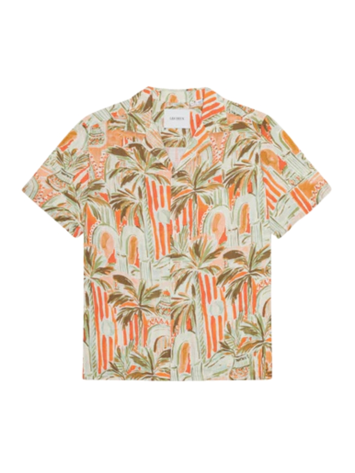 Les Deux Palm AOP SS Shirt - Raw Sienna Orange