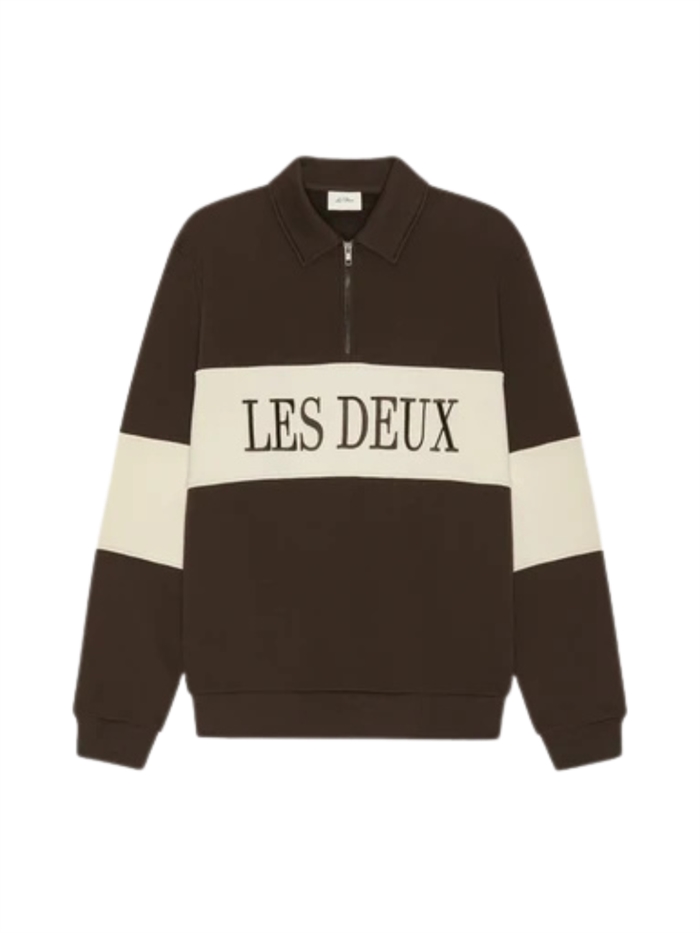Les Deux Zipper Rugby Sweatshirt - Molé Brown