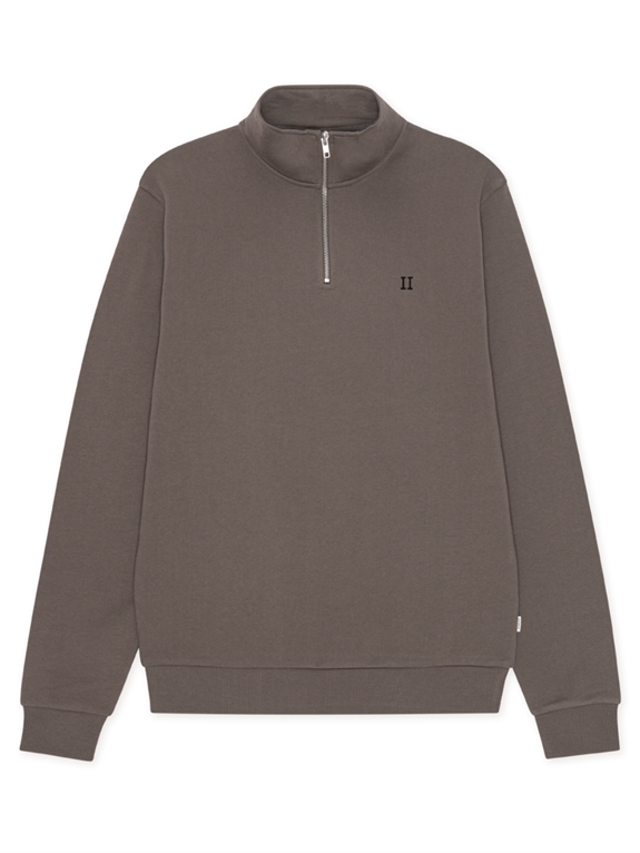 Les Deux Core Contrast Halfzip Sweatshirt - Mountain Grey Brown