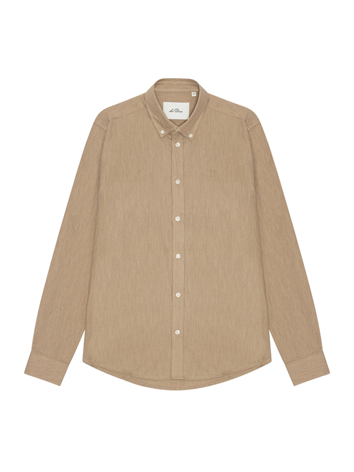Les Deux Soft Flannel Shirt - Dark Sand Melange
