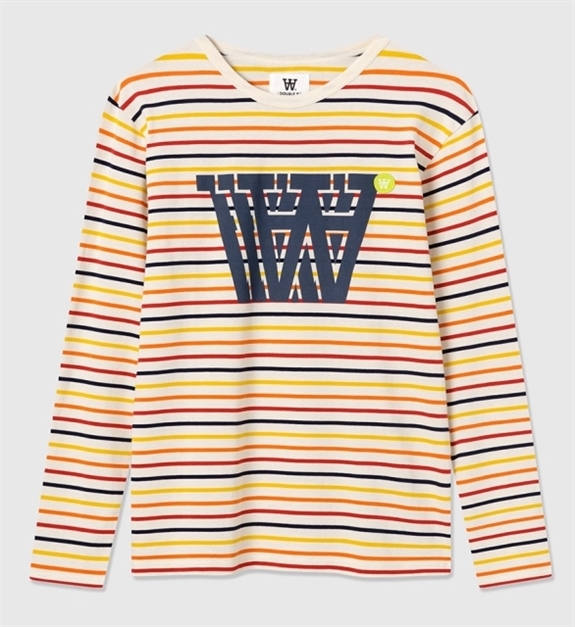 WOOD WOOD Mel Stripe Long Sleve T-shirt - Off White/Stripes