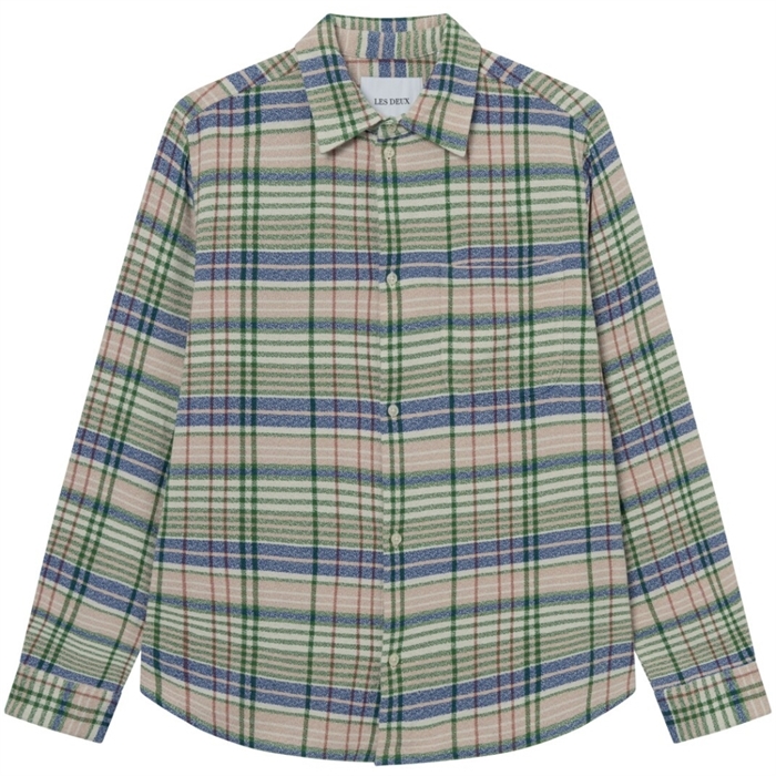 Les Deux Kash Check Shirt - Seashell/Vintage Green