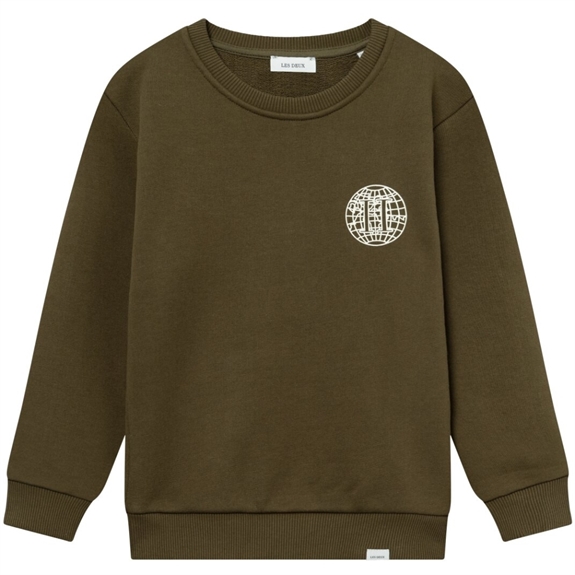 Les Deux Globe Sweatshirt Kids - Olive Night/Ivory
