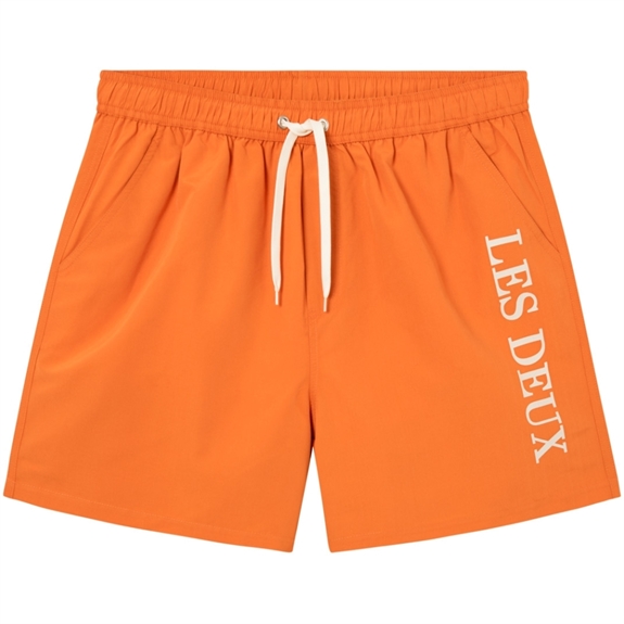Les Deux Logo Swim Shorts - Dusty Orange/Ivory