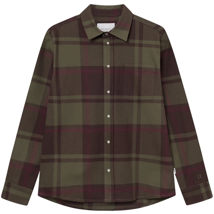 Les Deux Jeremy Flannel shirt - Coffee Brown/Olive Night