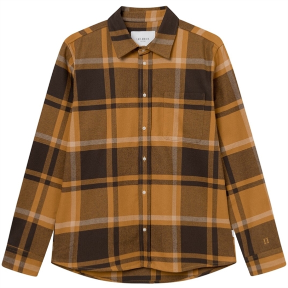 Les Deux Jeremy Flannel shirt - Honeycomb/Coffee Brown