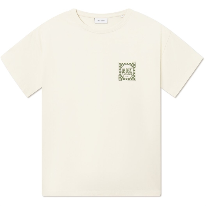 Les Deux Goods T-shirt - Ivory/Chive Green