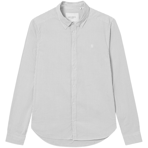 Les Deux Kristian Stripe Shirt - Light Grey/White