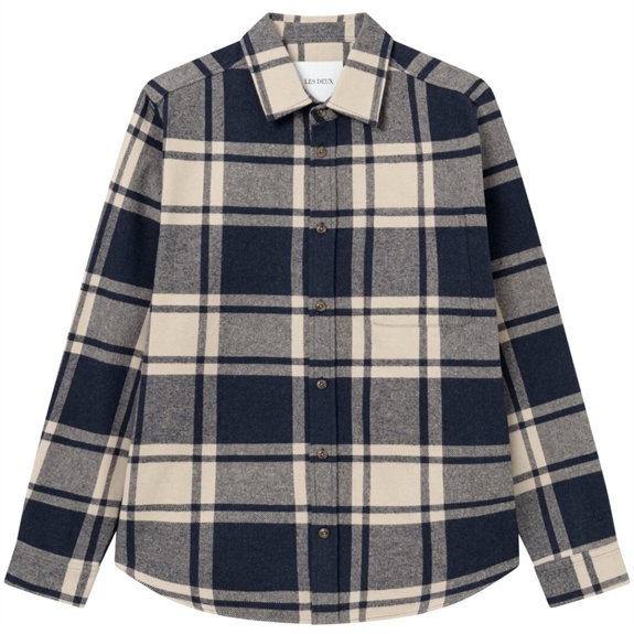 Les Deux Jeremy Flannel Shirt - Dark Navy/Light Desert Sand