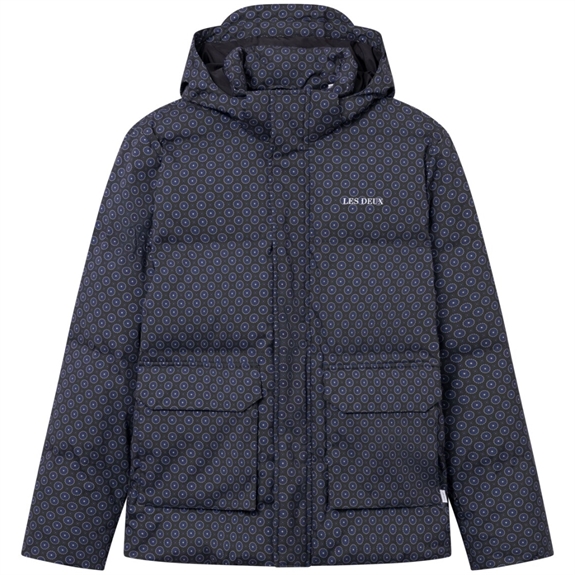 Les Deux Montreal AOP Puffer Jacket - Black/Blueprint 