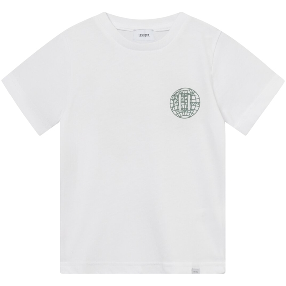 Les Deux Globe T-Shirt Kids - White/Dark Ivy Green