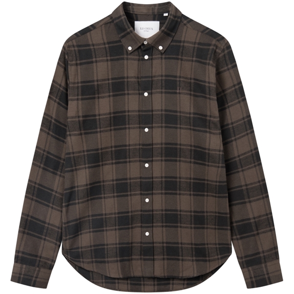 Les Deux Kristian Check Flannel Shirt - Coffee Brown/Black