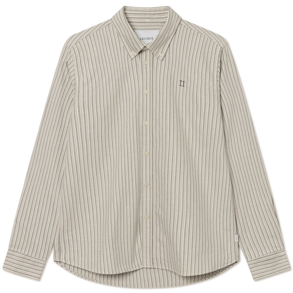 Les Deux Konrad Stripe Oxford Shirt - Right Ivory/Rosin