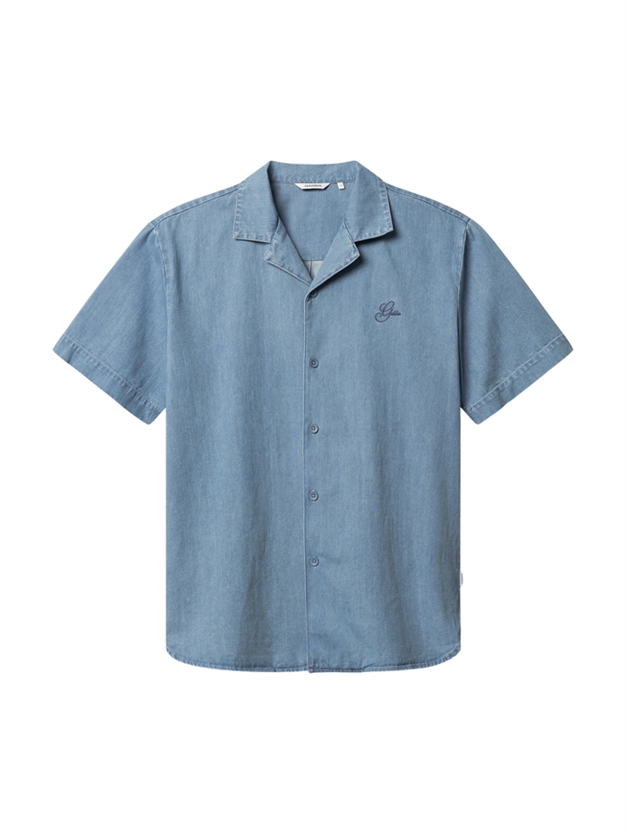 GABBA Timo Resort denim SS shirt - Lt. Denim blue
