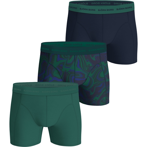 BJÖRN BORG Cotton Stretch Boxer 3-Pack - MP003 Gøn/Multi/Navy