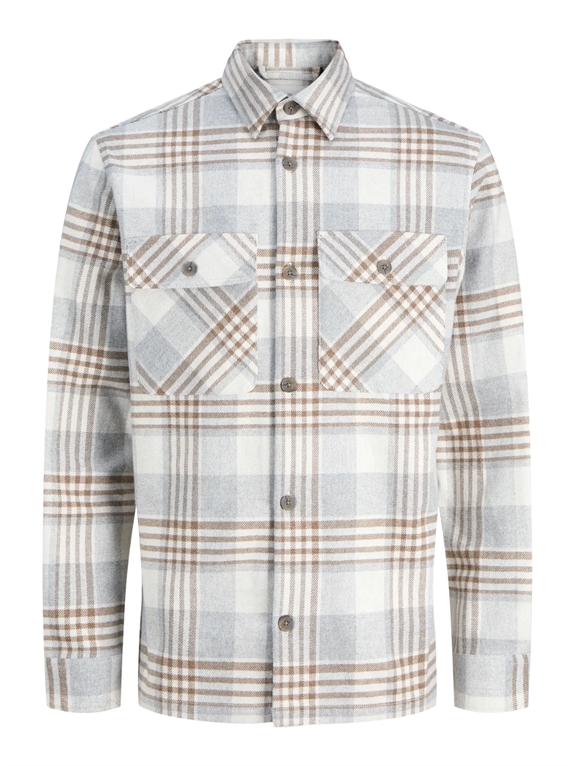 Jack & Jones Rayle Melange Check LS Overshirt - Ermine
