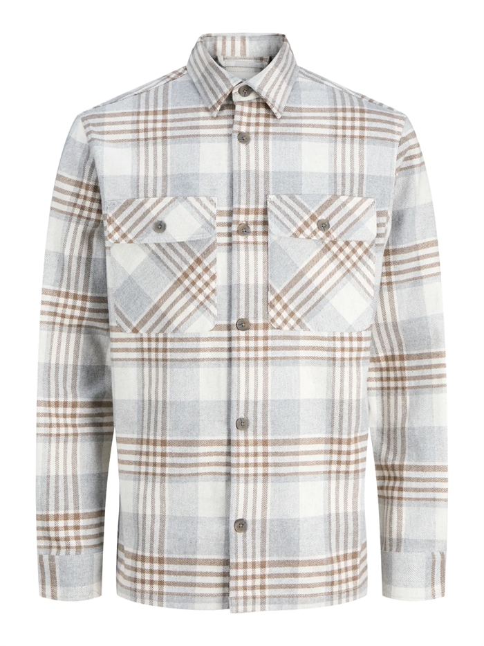 Jack & Jones Rayle Melange Check LS Overshirt - Ermine