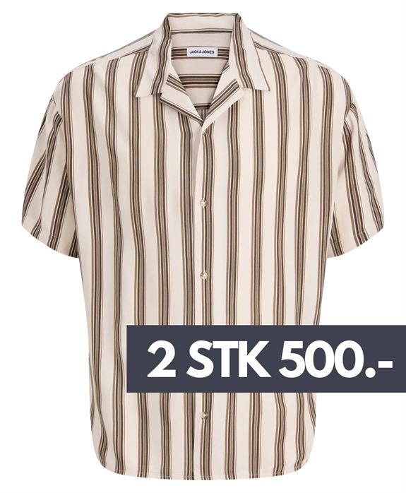 Jack & Jones Jeff Resort stripe s/s shirt - Moonbeam