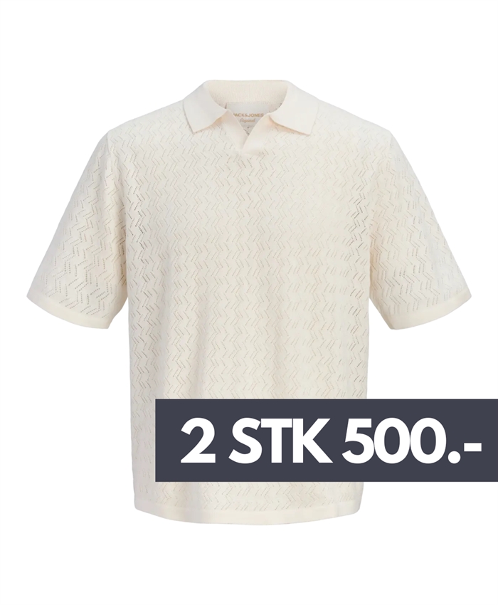 Jack & Jones Tyler knit s/s split neck poloshirt - Sea salt