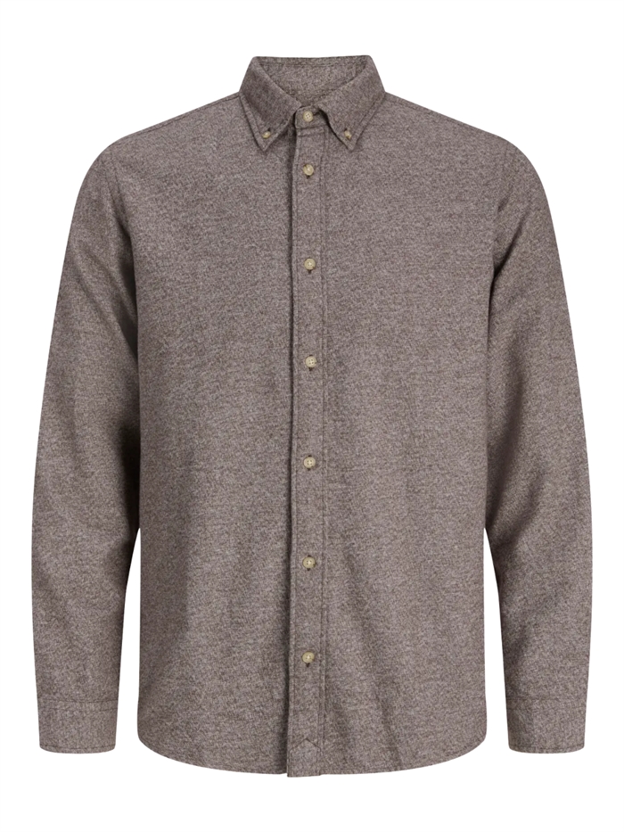 Jack & Jones Bluharvey Twill Solid L/S Shirt - Hot Fudge