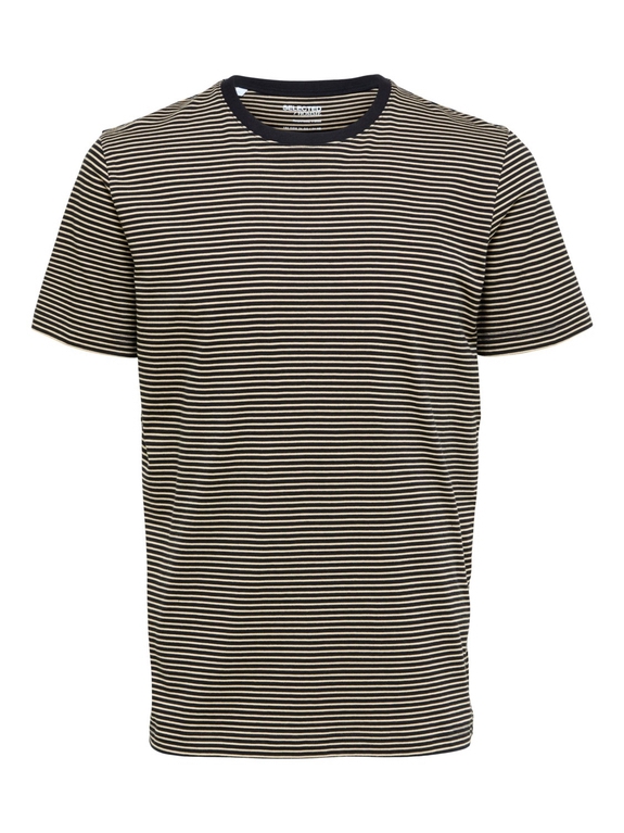 Selected Norman Stripe SS Tee - Black/Incense