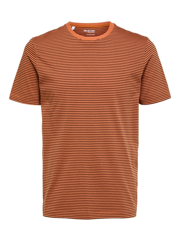 Selected Norman Stripe SS Tee - Bombay Brown/Black