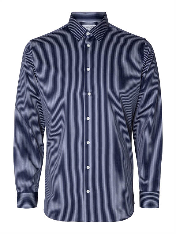 Selected Slim Ethan Shirt - Dark Sapphire/Thin Stripes