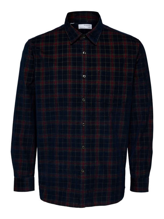 Selected Reg Benjamin Cord Shirt LS - Black/Checks