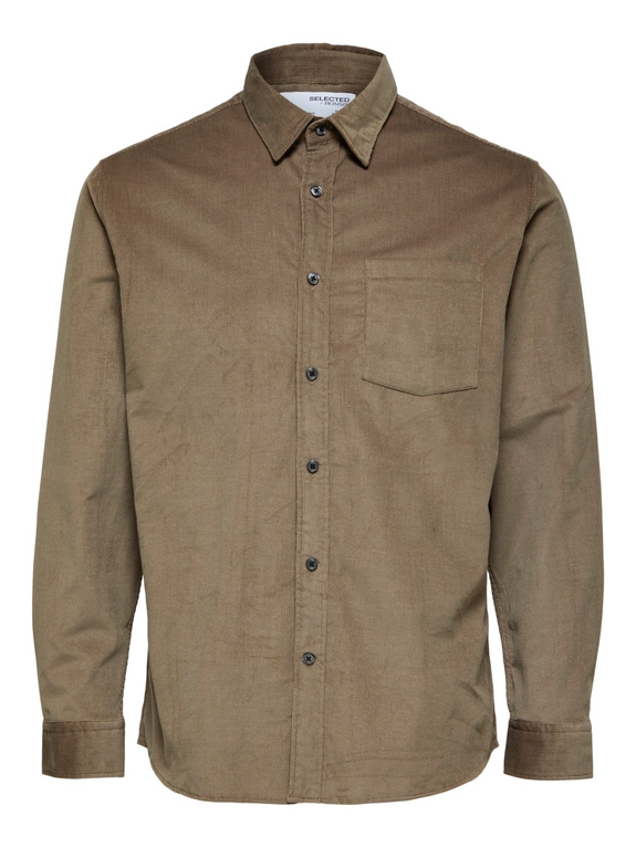 Selected Reg Benjamin Cord Shirt LS - Brindle