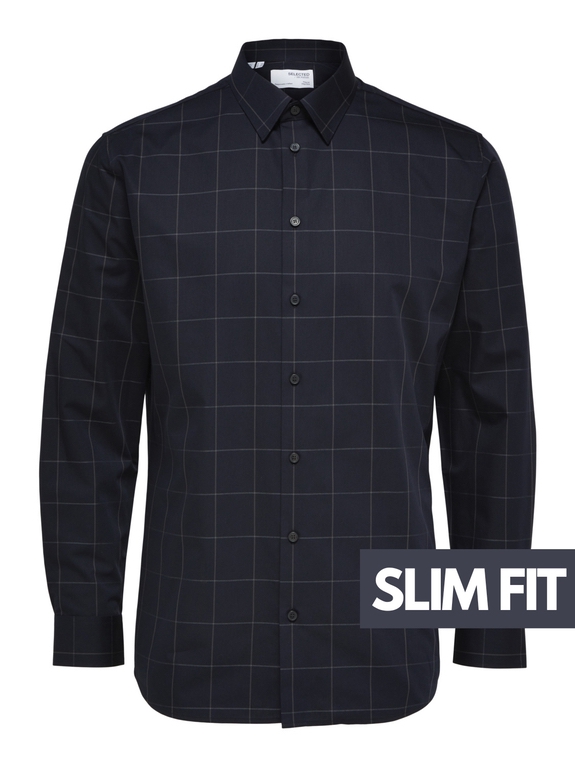 Selected Slim Ethan Shirt LS Button Down - Dark Navy/Checks