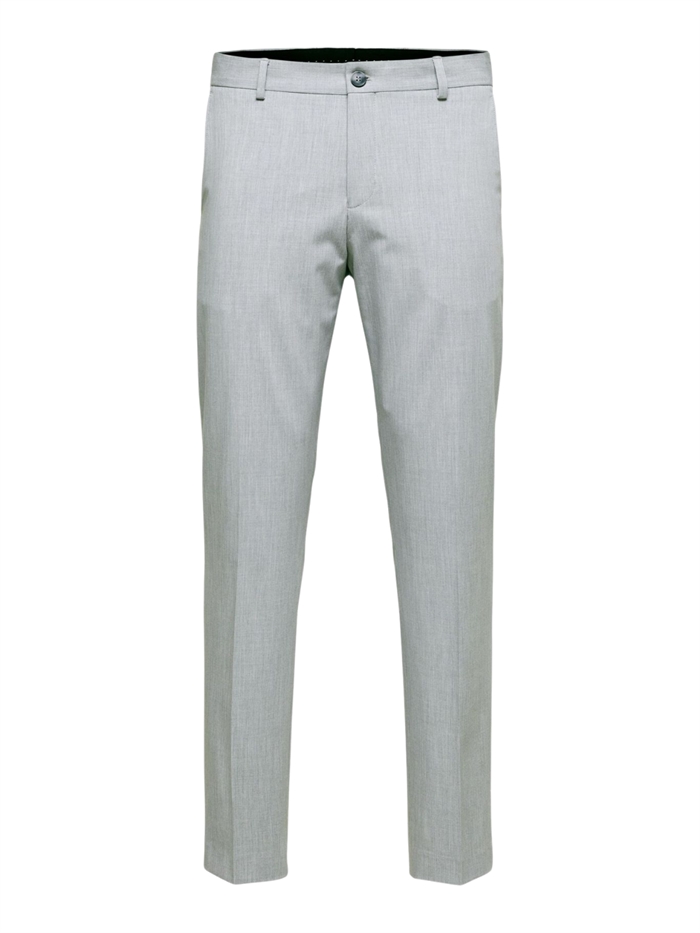 Selected Slim Liam Lt Grey Check Trouser - Light Grey Melange/Grey