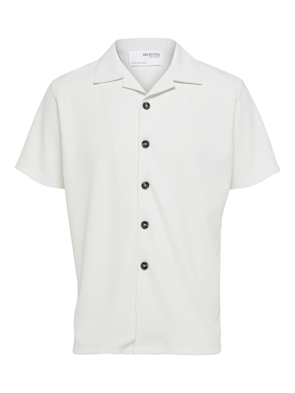 Selected Loose-Plisse Resort SS Shirt - Egret