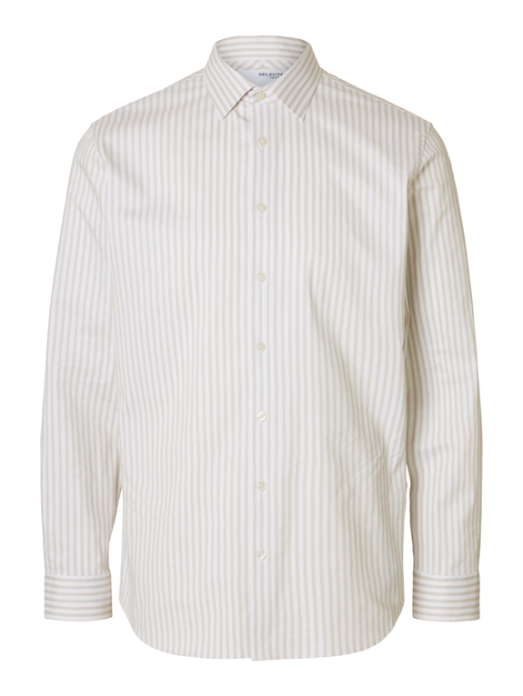 Selected Slim Performance Shirt LS - Sand/Stripes