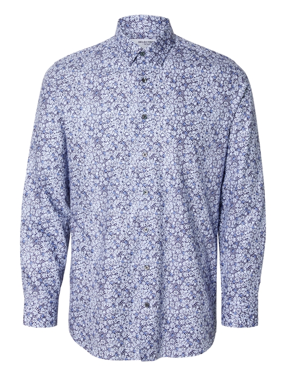 Selected Slim Soho Ethan AOP Shirt - Sky Captain/Small Flow