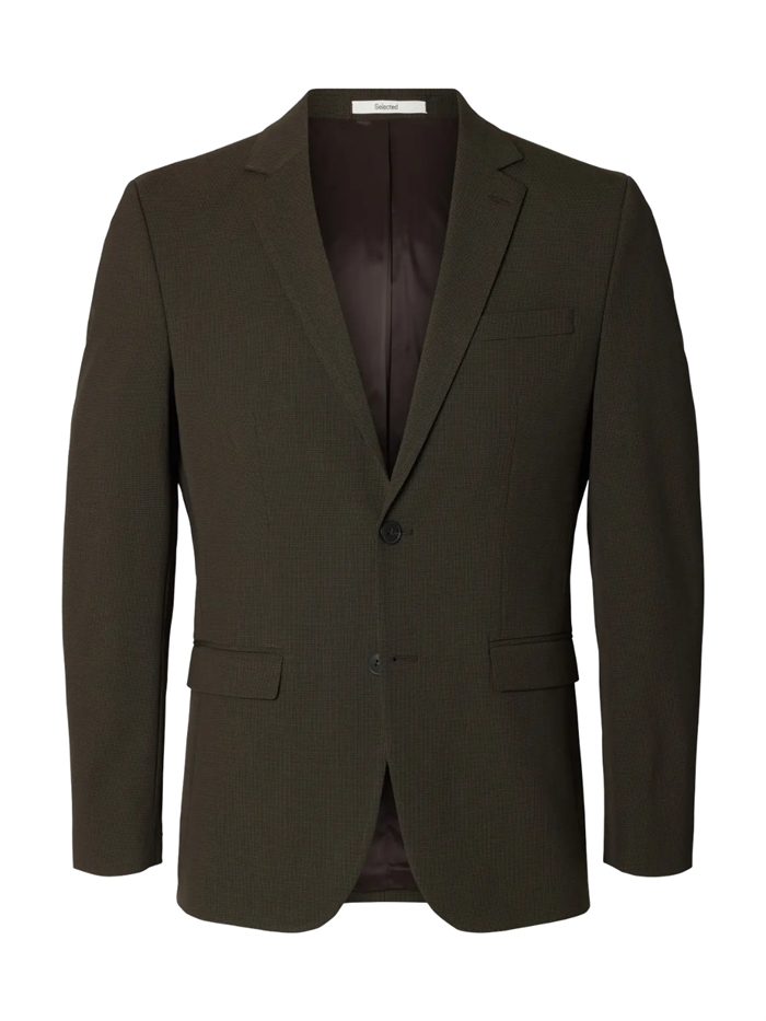 Selected Slim Liam Mini Hounds Blazer Flex - Dark Brown Melange/Houndstoot