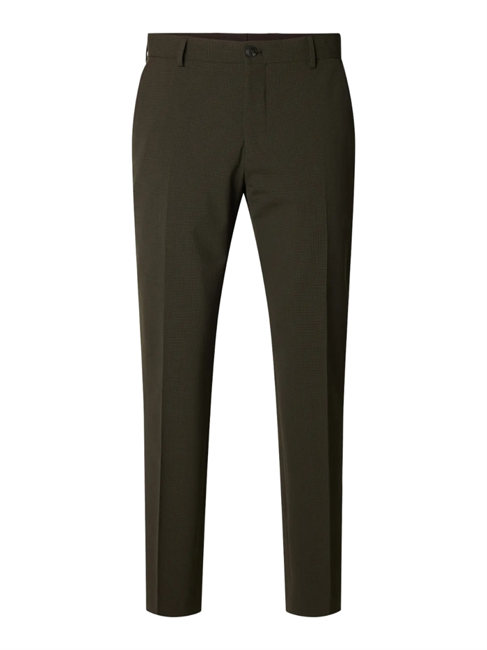 Selected Slim Liam Mini Hounds Trouser Flex - Dark Brown Melange/Houndstoot