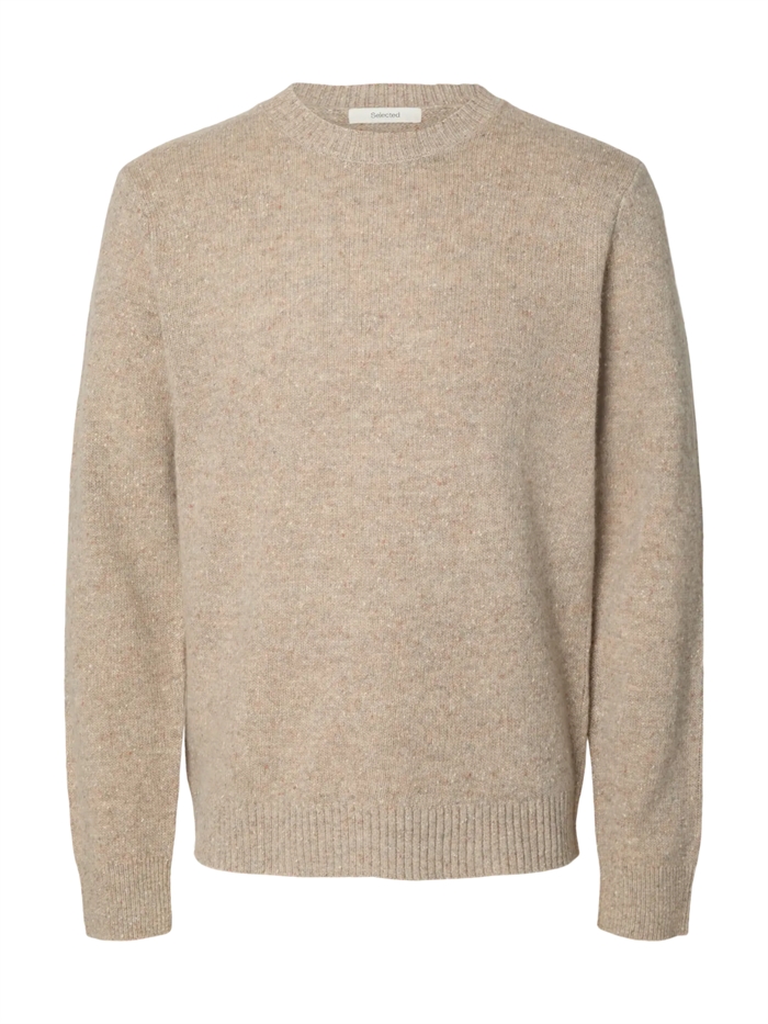 Selected Neil LS Knit REG Neps Crew Neck Knit - Oatmeal/Neps