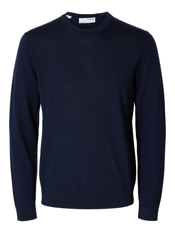 Selected Tray LS Knit Merino Crewneck - Navy Blazer